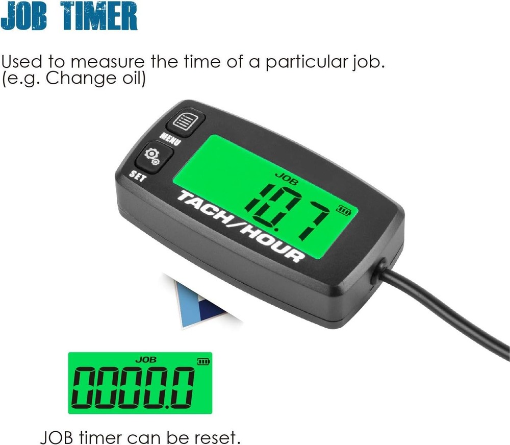 Digital Tach/Hour Meter, Dual-Color Backlight