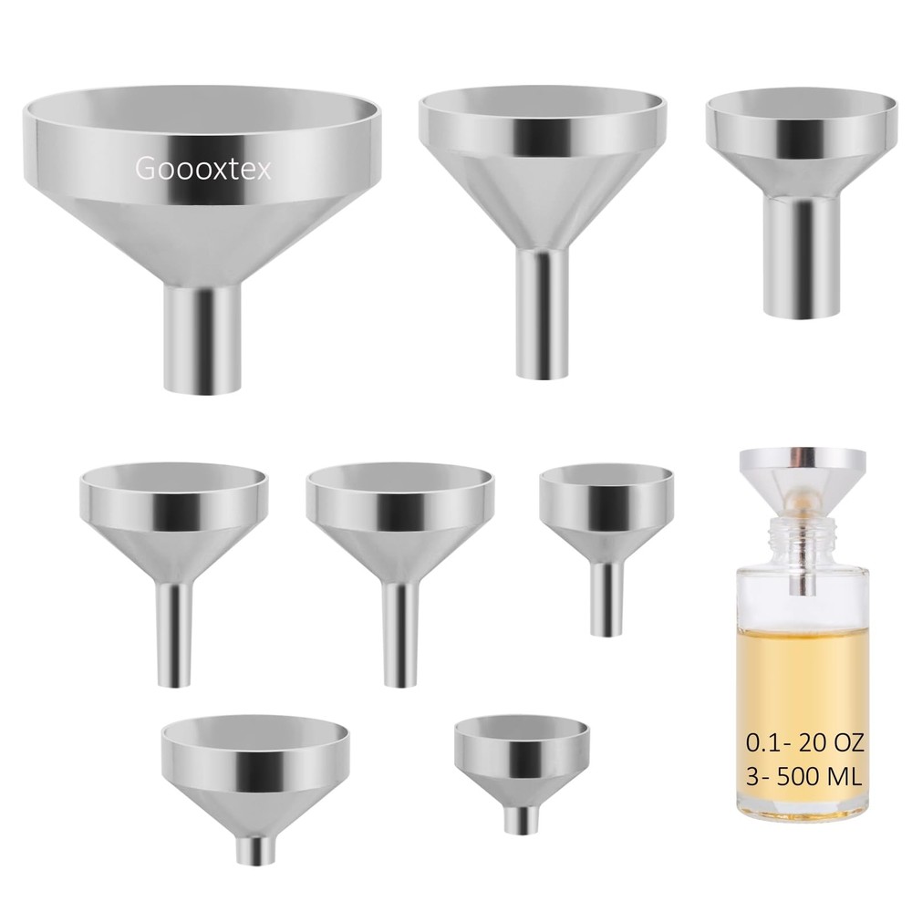 Small Metal Funnels Mini Funnel 8 Size Tiny Bottle Funnel, Miniature Atomizer...