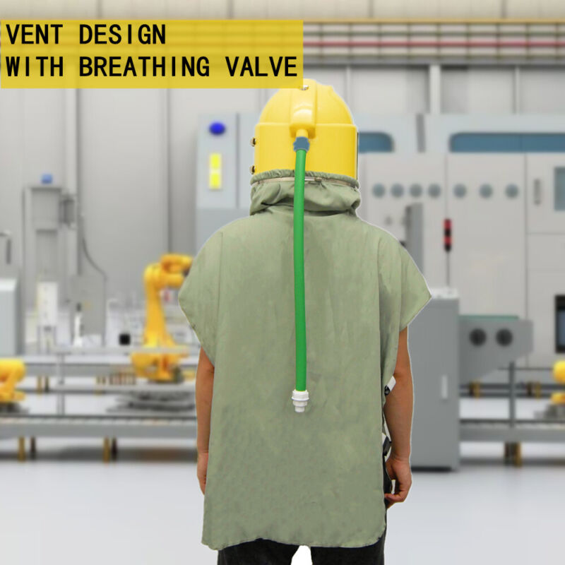 AIR FED Supplied Safety Sandblast Helmet Sand Blast Hood Protector Yellow+10Lens