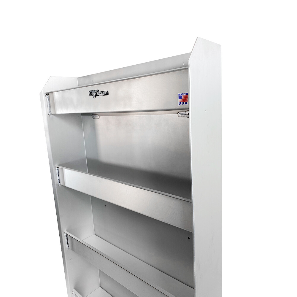 Pit Posse Aluminum Oil Storage Cabinet Shelf Holder Trailer Organizer-USA made