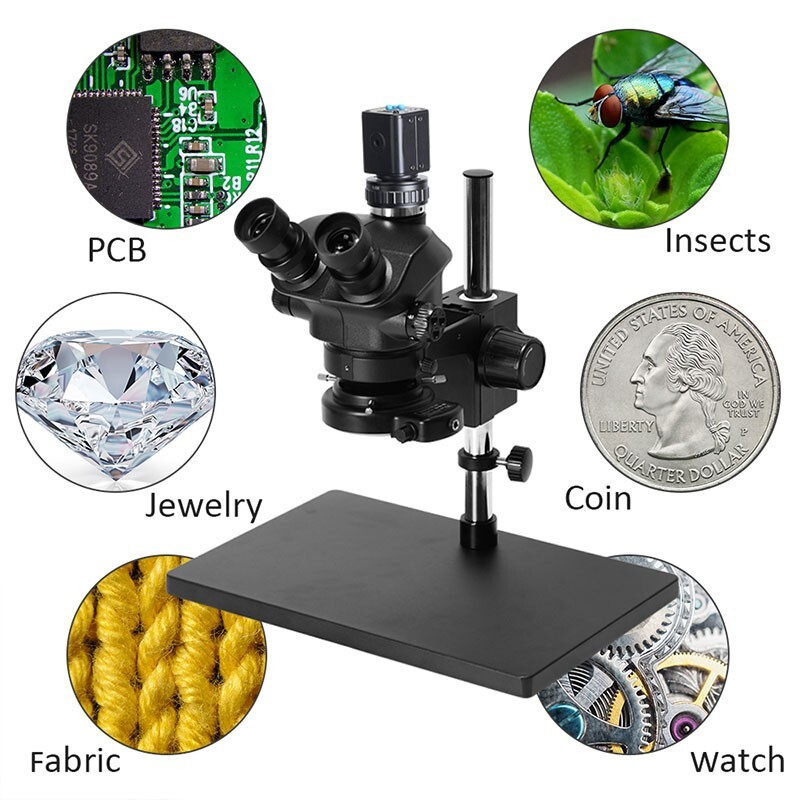 3.5X-100X Trinocular Stereo Microscope Magnifier Stand 2K Microscope Camera
