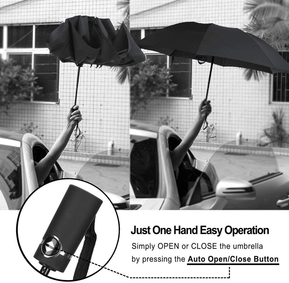 Compact Reverse Folding Umbrella Auto Windproof Travel Umbrella