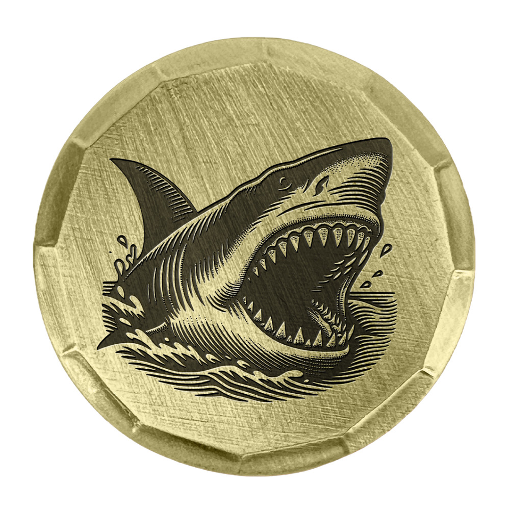 Shark Embossed Brass Golf Ball Marker by Sunfish