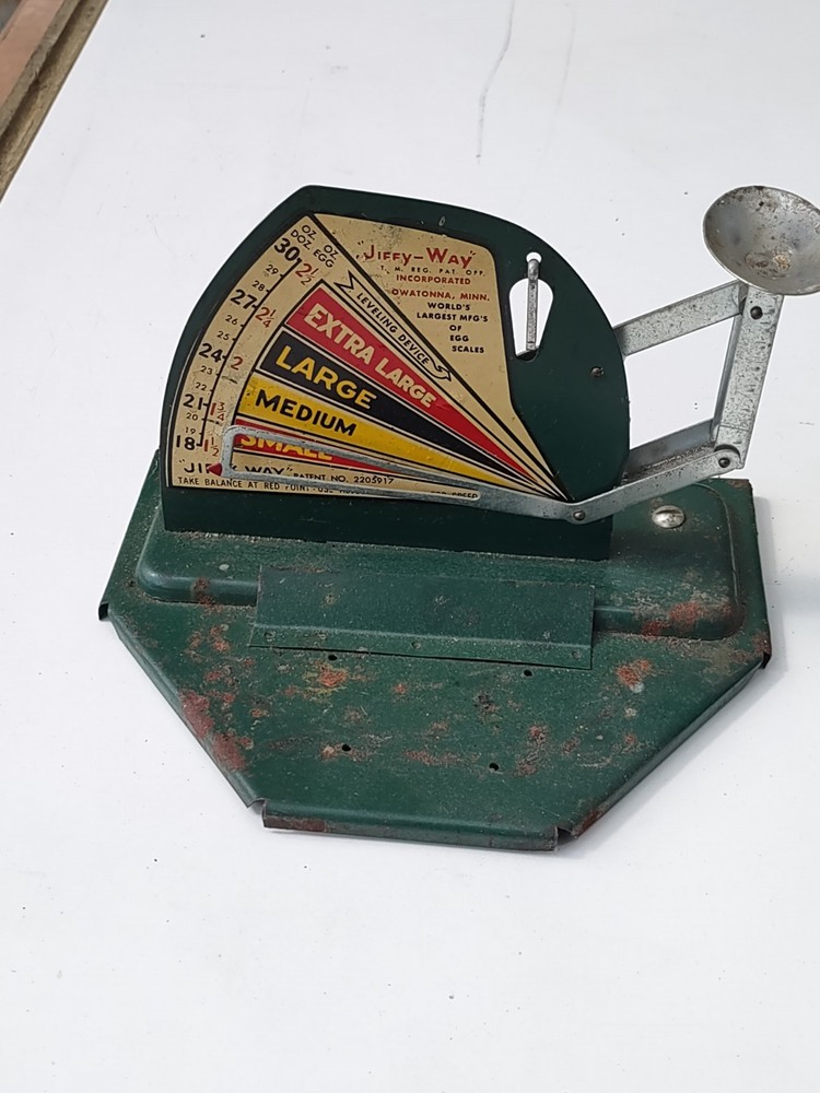 vintage green jiffy-way egg scale