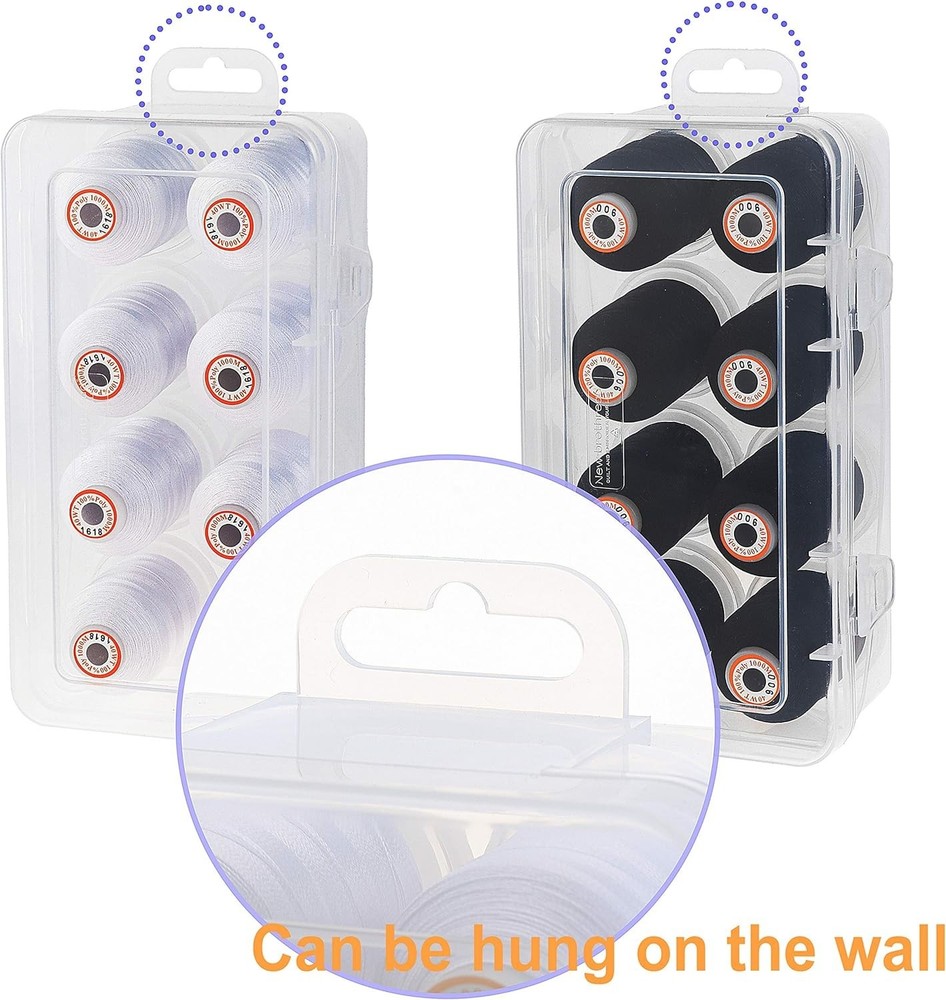 Polyester Embroidery Machine Thread 1000M Each with Clear Plastic Storage Box fo