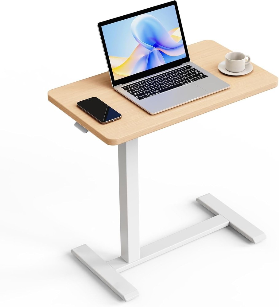 Over Bed Bedside Table W/ Wheels Rolling Height Adjustable Overbed Desk Mobile