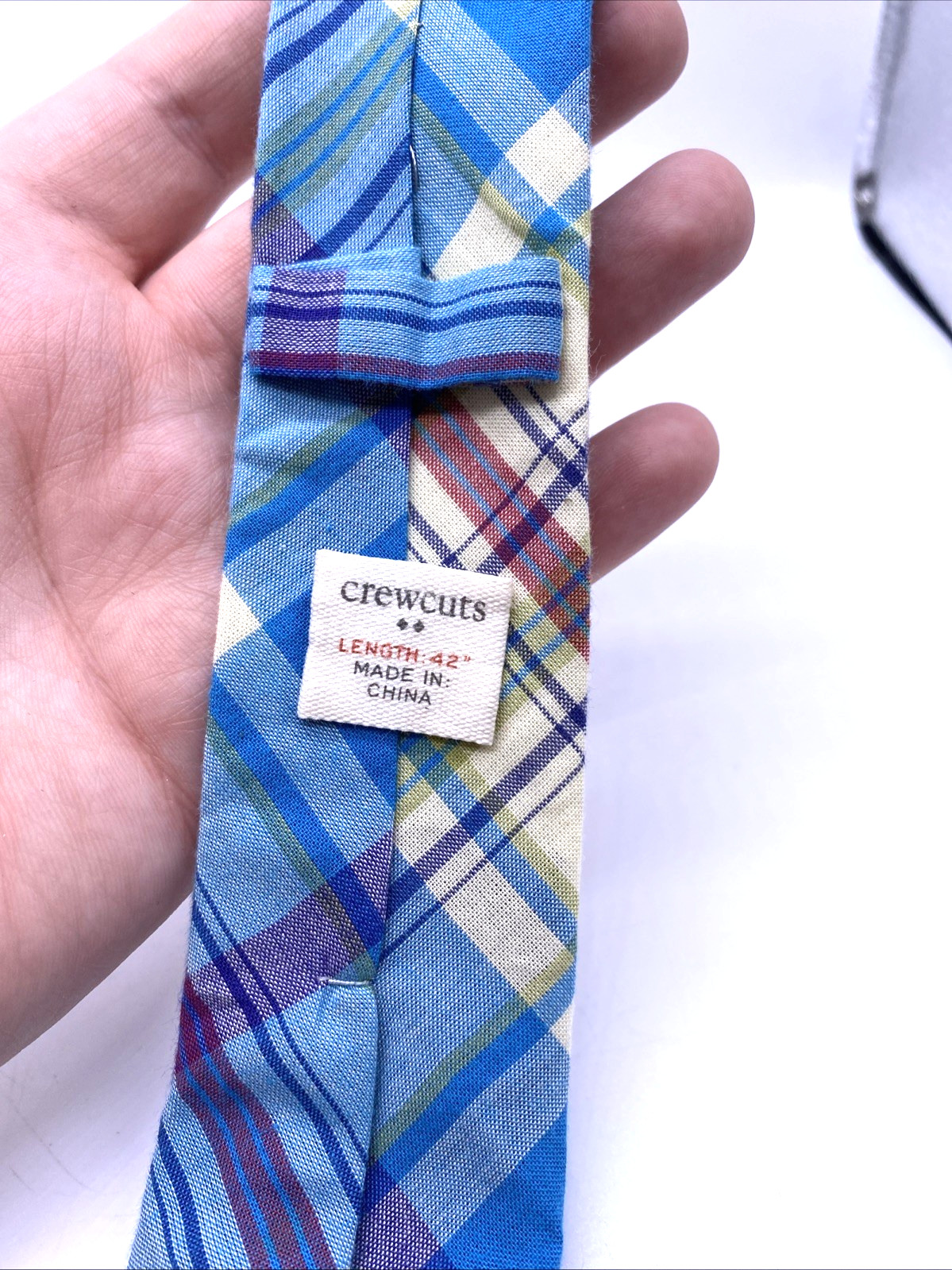 Crewcuts Tie J Crew Kids Boys Necktie Blue Plaid Tartan Check Preppy 42" Long