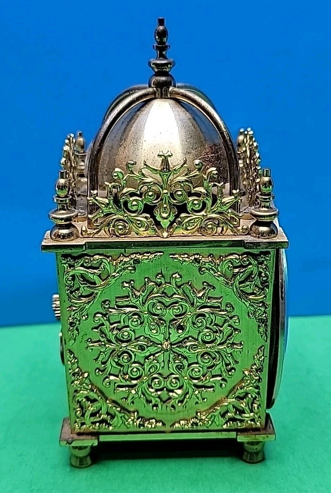 Vintage Ornate Swiss Mechanical Wind Arnex Alarm Clock. - Working Nicely.