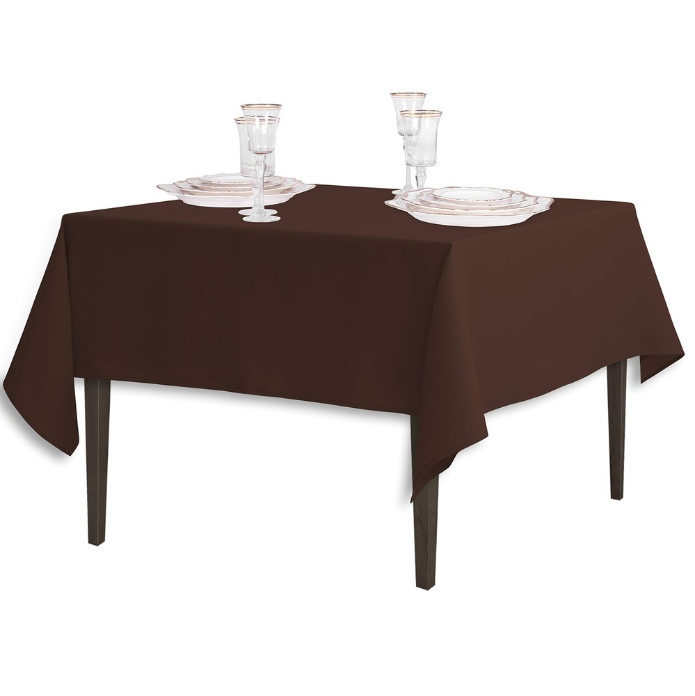 LinenTablecloth 85-Inch Square Polyester Tablecloth Chocolate