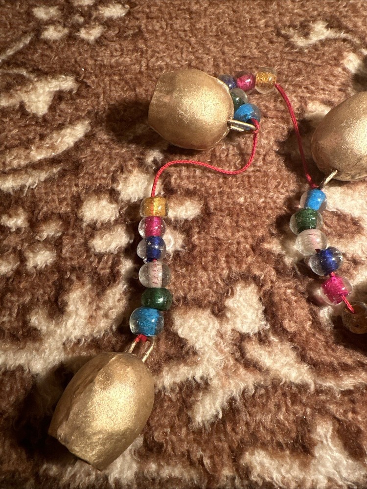 Wind Chimes Twine Metal Bells Beads 37” String NOS