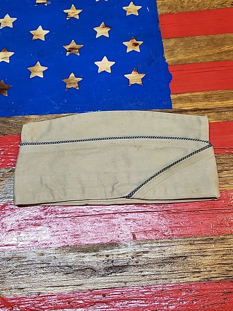 No Size WW2 US Military Army Garrison Cap Hat Khaki 3851