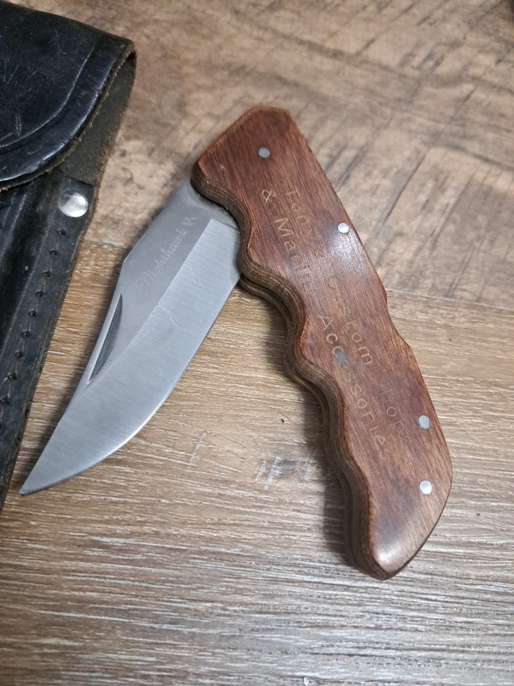 Vtg. Nighthawk V Monogrammed Folding Knife