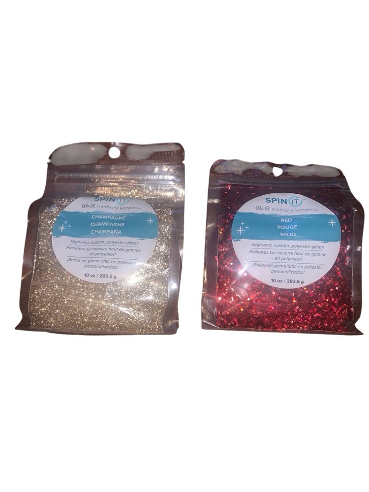 We R Memory Keepers Spin It Extra Fine Glitter 10oz- rose red + 10oz-champane