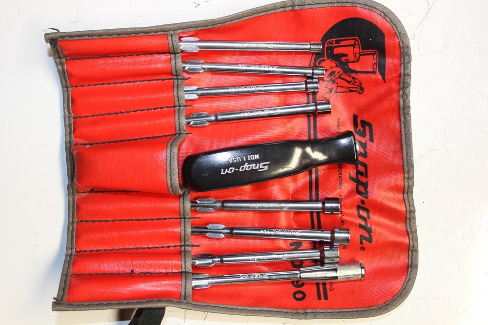 Snap-on Tools NDI90 RARE 9pc Hard Grip Interchangeable Nut Driver Set USA