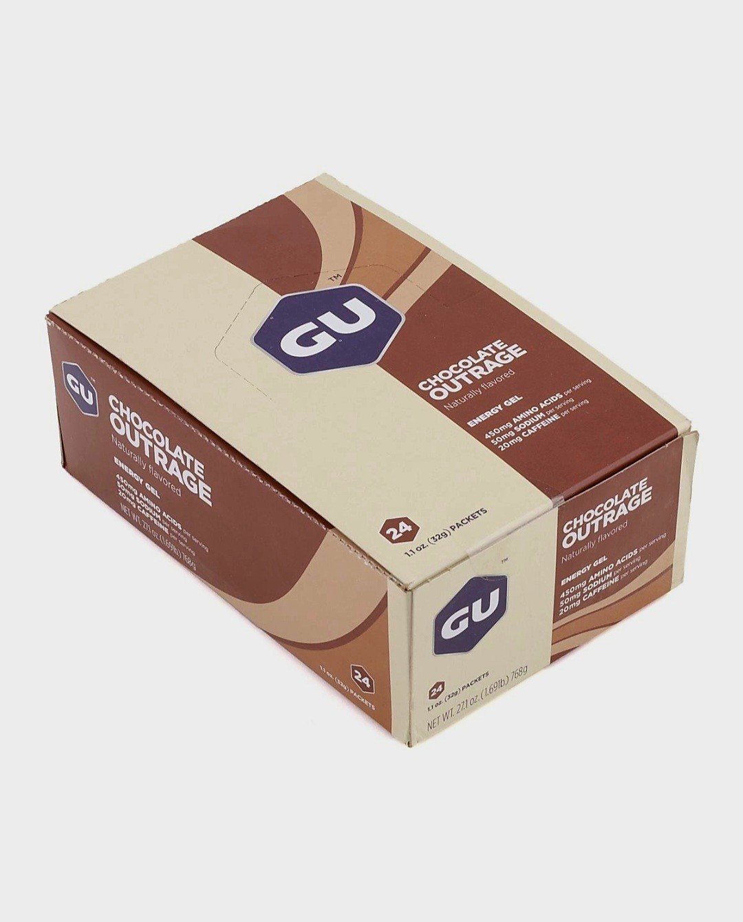 Chocolate Outrage Caffeinated GU Energy Gels 24 Count Box