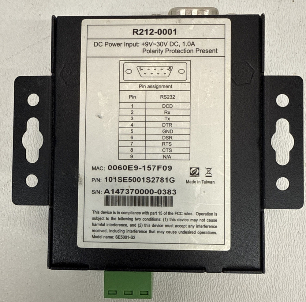 Revel System Serial Server R212-0001 POS Barcode Scanner Working Cond. Unknown