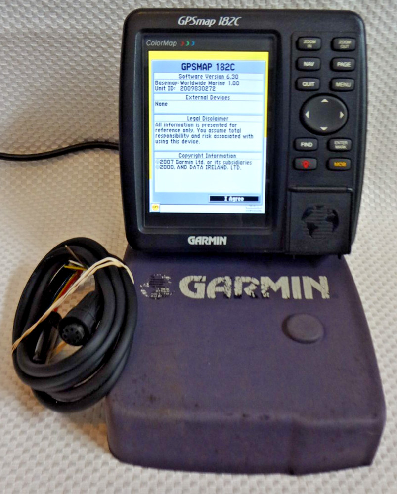 GARMIN GPSMAP 182C MARINE CHART PLOTTER FISHFINDER GPS UNIT w/ POWER KNOBS COVER