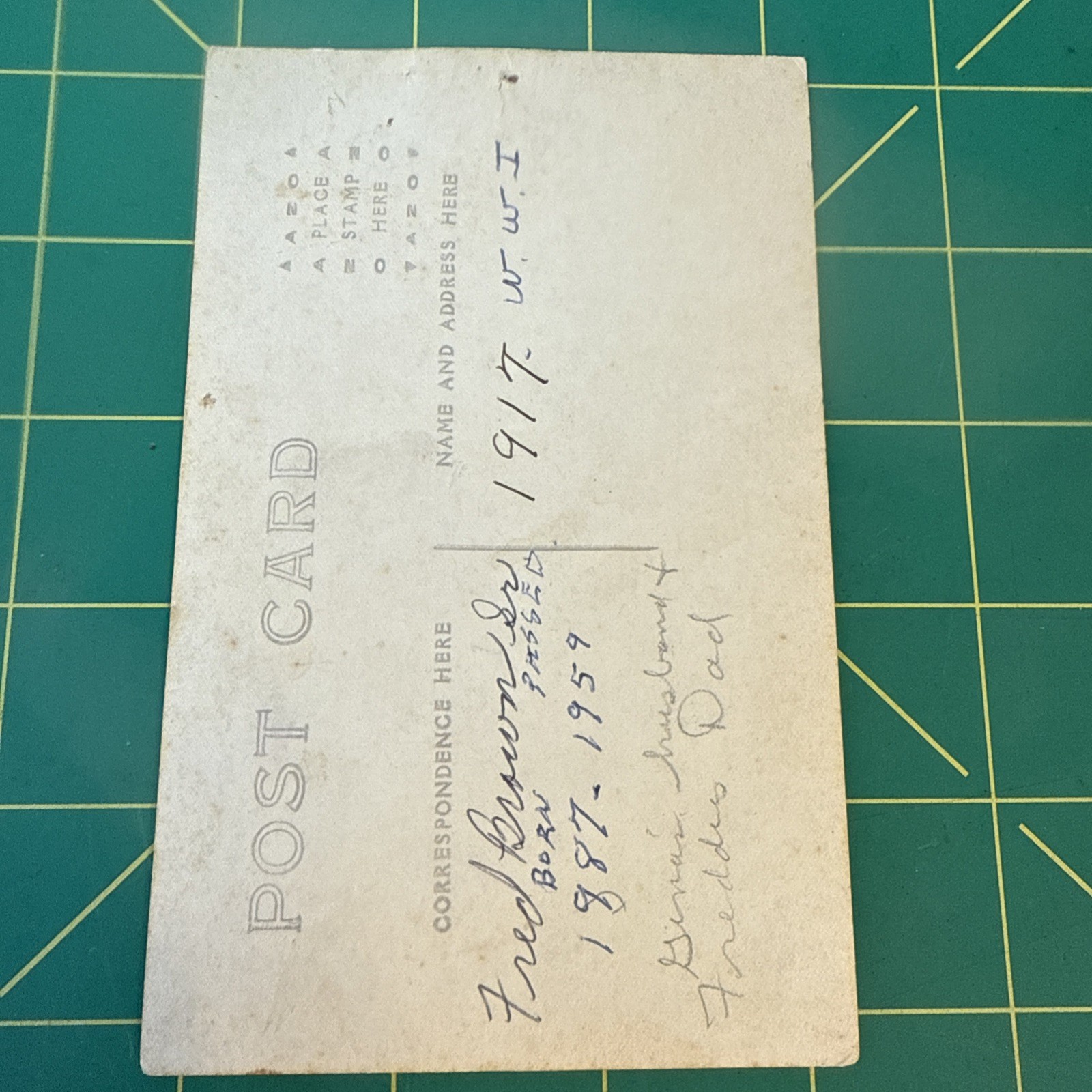 WW1 Photo Postcard Named RPPC