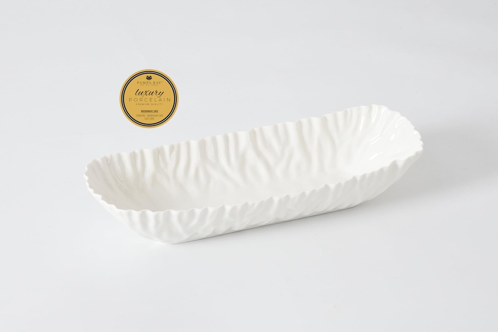 Pampa Bay Mascali Bianca Deep Rectangular Server, 14" x 4.75" x 3" Tall
