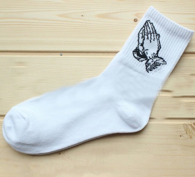 White Cotton Praying Hands Socks