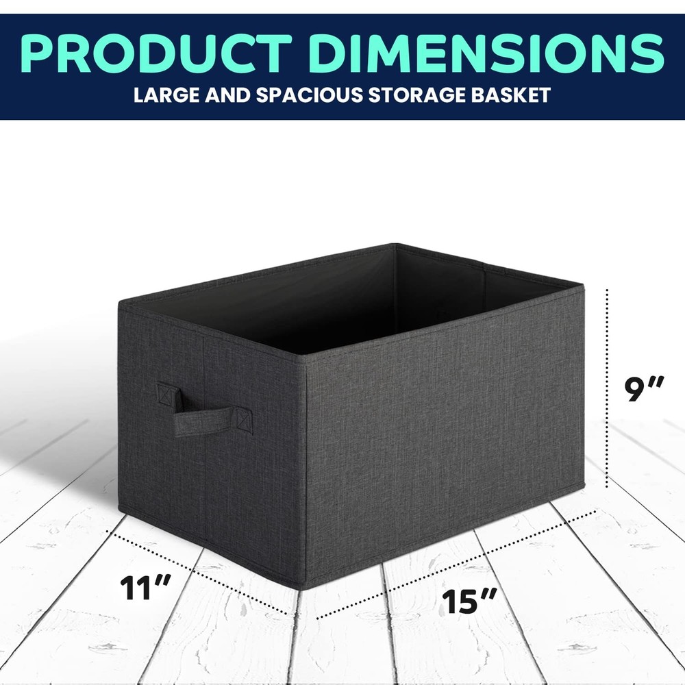 Storage Baskets - 4 Pack - Sturdy Large Fabric Bins | Foldable Organizing Bas...