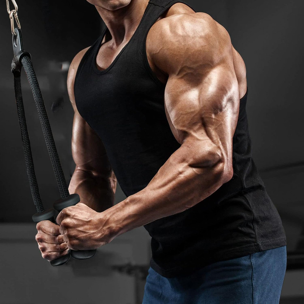 Ergonomic Tricep Rope Pull down Attachment, Gym Cable Attachment, Pull down Rope