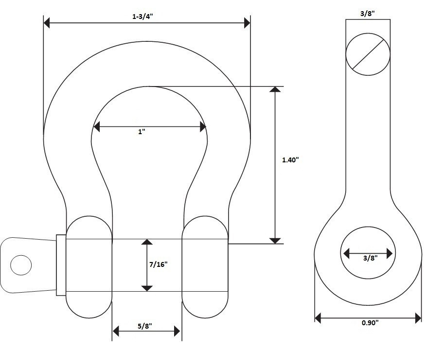 8x 3/8" Bow Shackle D-Ring w Clevis Screw Pin Anchor WLL 1 TON 2200 lbs capacity