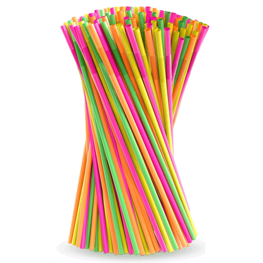 200 Pcs Extra Long Straws Disposable Flexible Long Plastic Straws Stretchable