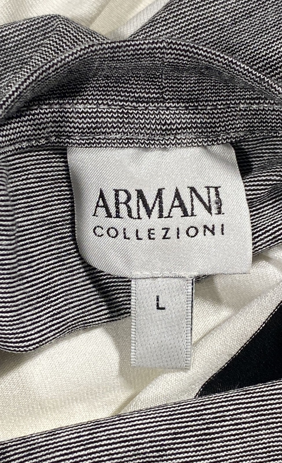 Armani Collezioni Men's Colorblock Long Sleeve Crewneck Shirt Gray White Size L