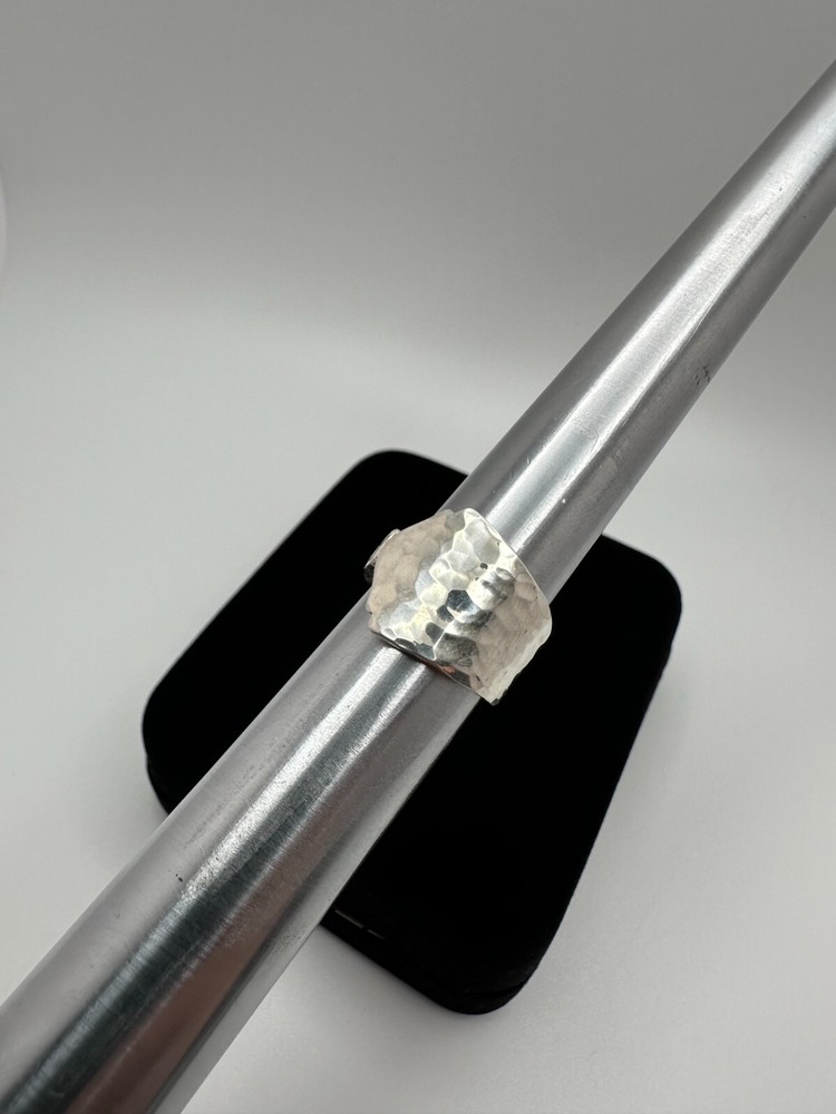 Boho Sterling Silver Hammered Monogrammed "A" Spoon Ring Size 8 JB20