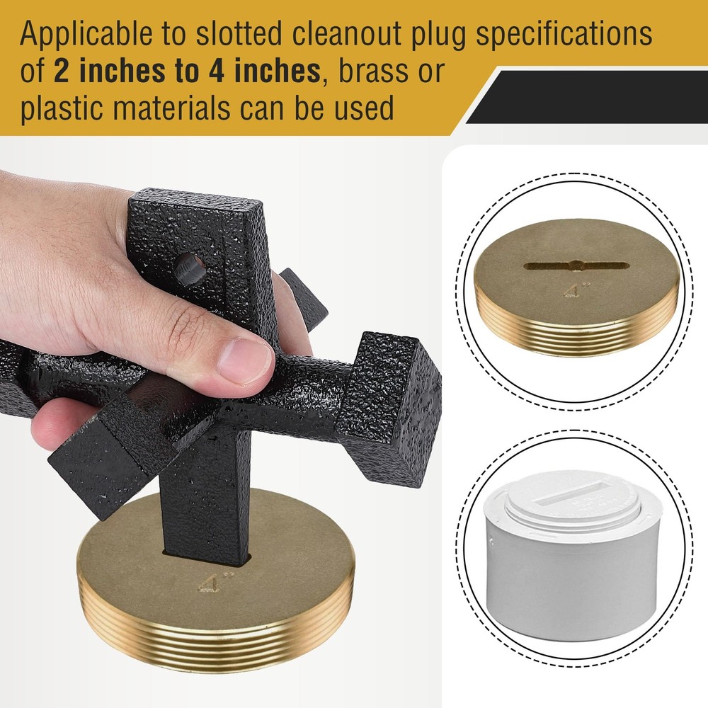 6 Sided Plumbing Cleanout Plug Wrench Threaded Drum Trap Tools For Both Slotted