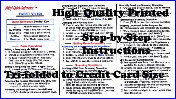 Nifty! Quick-Reference Yaesu VR-500 ~~~NEW!!~~