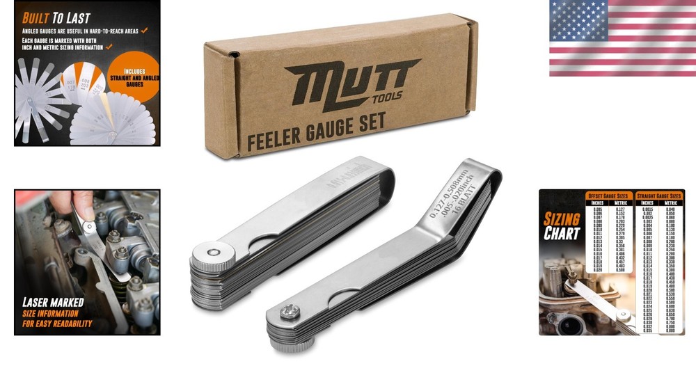 Automotive Essential: Mutt Tools 2pc Feeler Gauge Set with Clear Readability