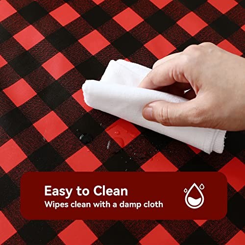 Rectangle Vinyl Tablecloth, 100% 52" x 70" (Rectangular) Black and Red