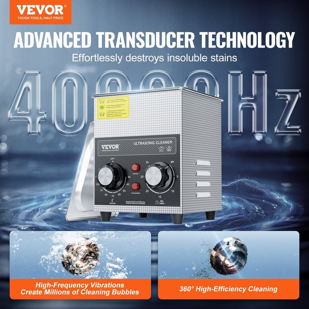 2L Multi-Function Ultrasonic Bath 40kHz Adjustable Heat Digital Panel