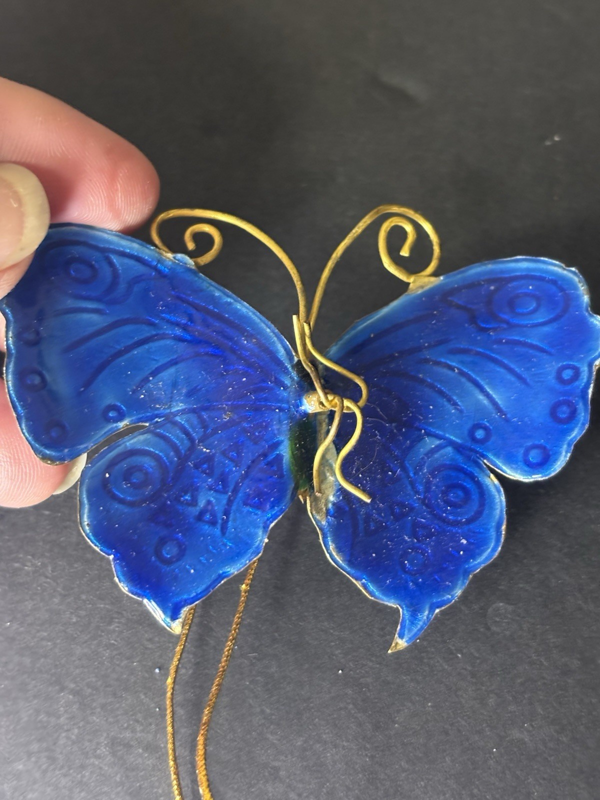 Vintage Cloisonné Enamel Metal Butterfly Ornament Decor
