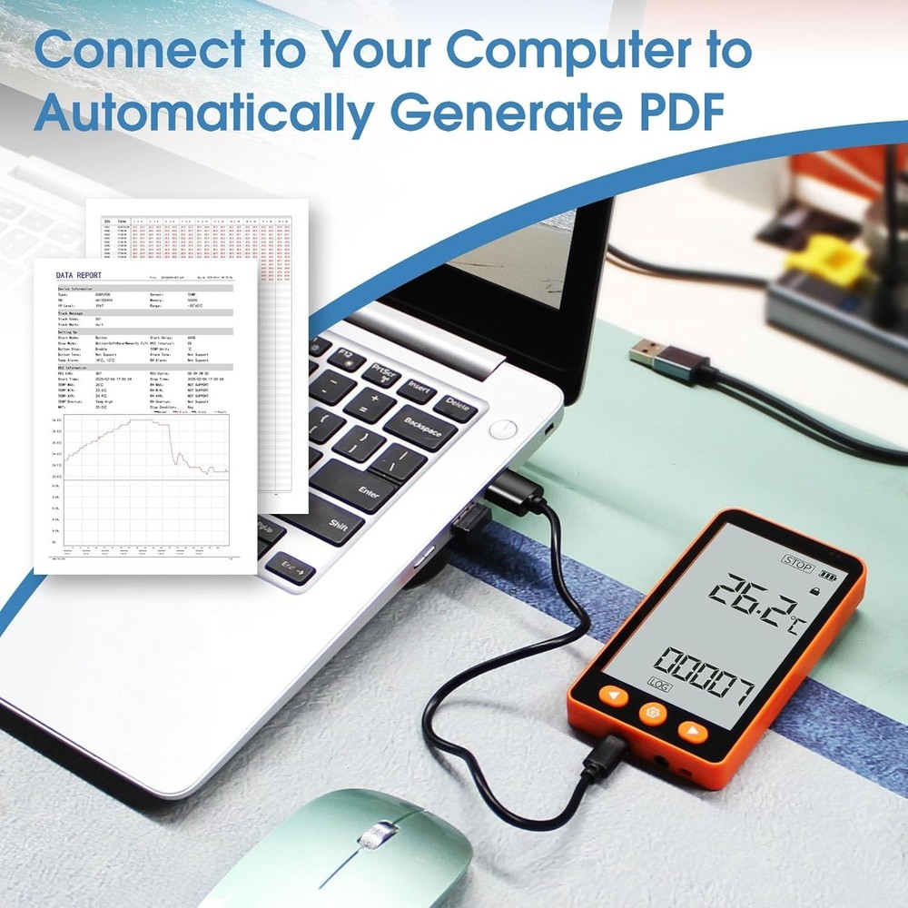 Temperature Data Logger with External Probe, High Accuracy Thermometer Hygromete