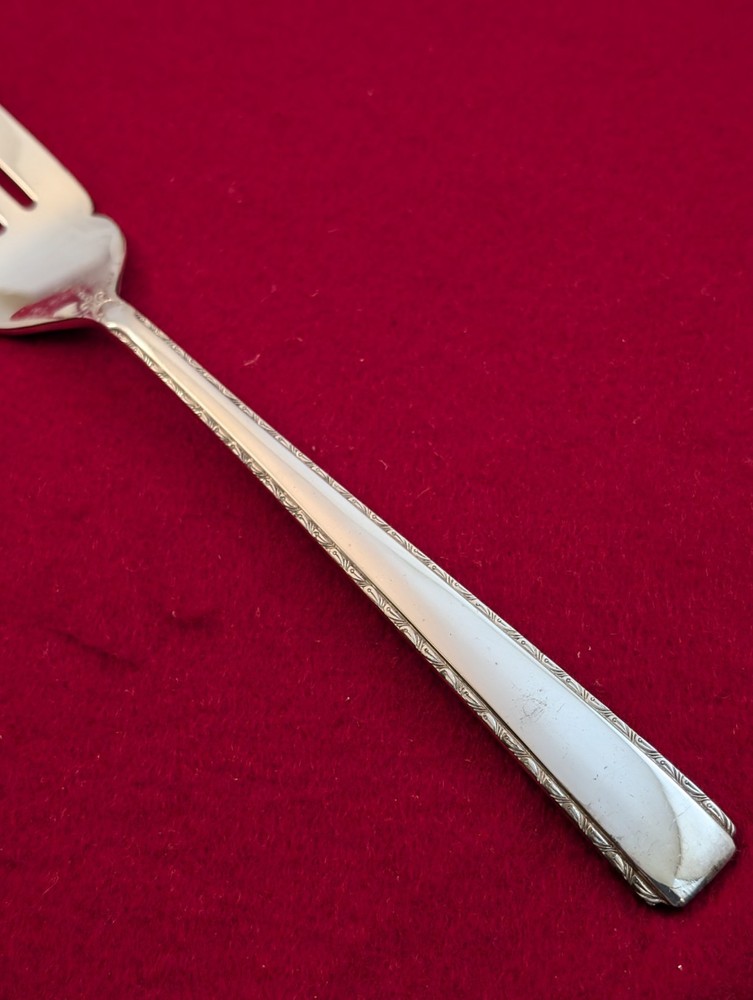 Unknown Mfg Nickel Silver UNF737 Glossy Cold Meat Serving Fork Silverware