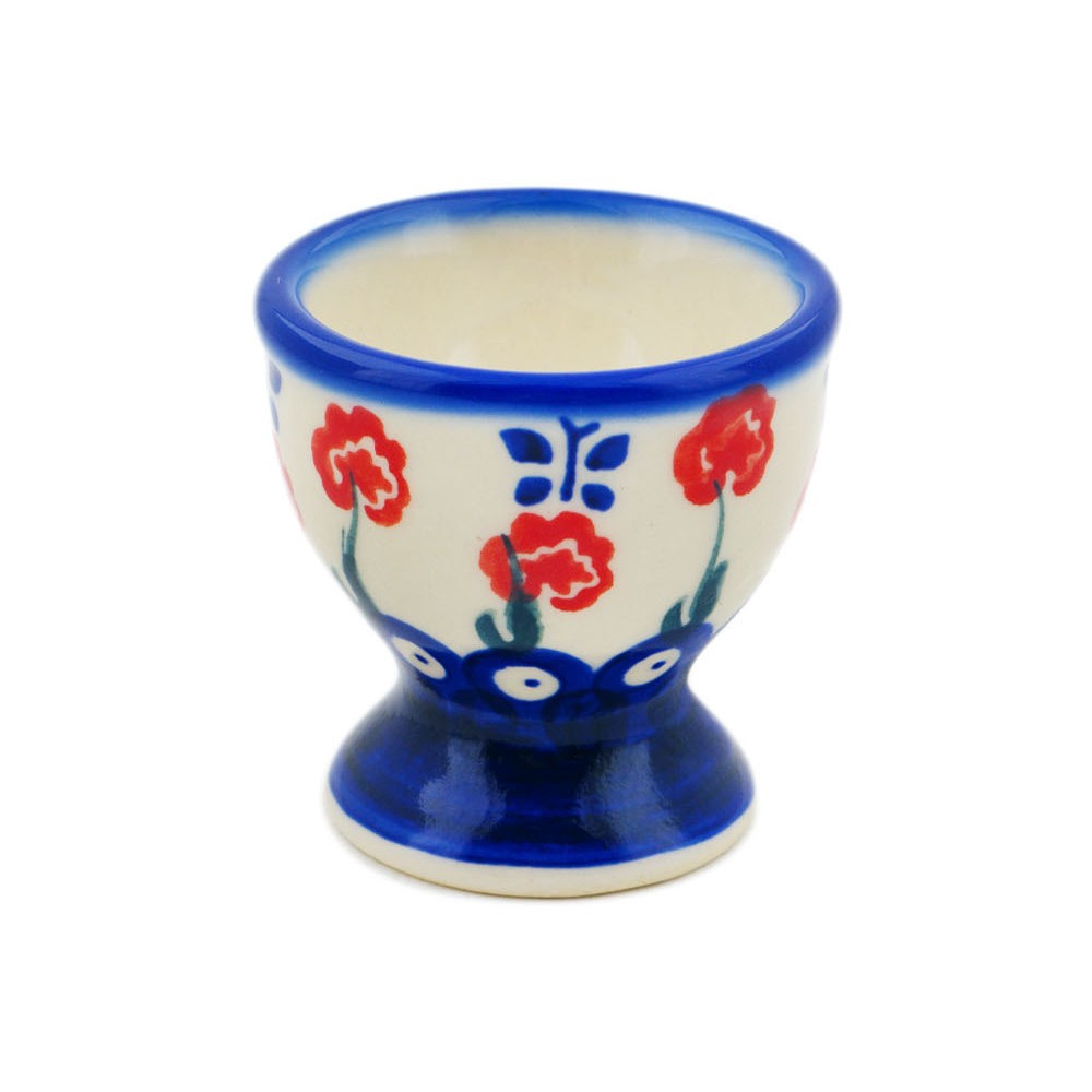 Polish Pottery Egg Holder 2" Blue Eye Spring