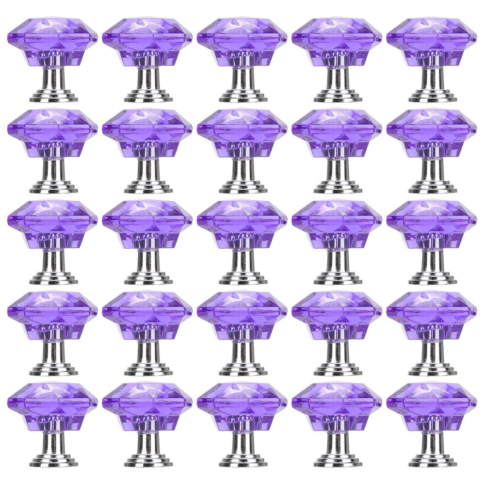25X Crystal Diamond Dresser Knobs Drawer Pull Handle Cabinet Door Purple US EOB