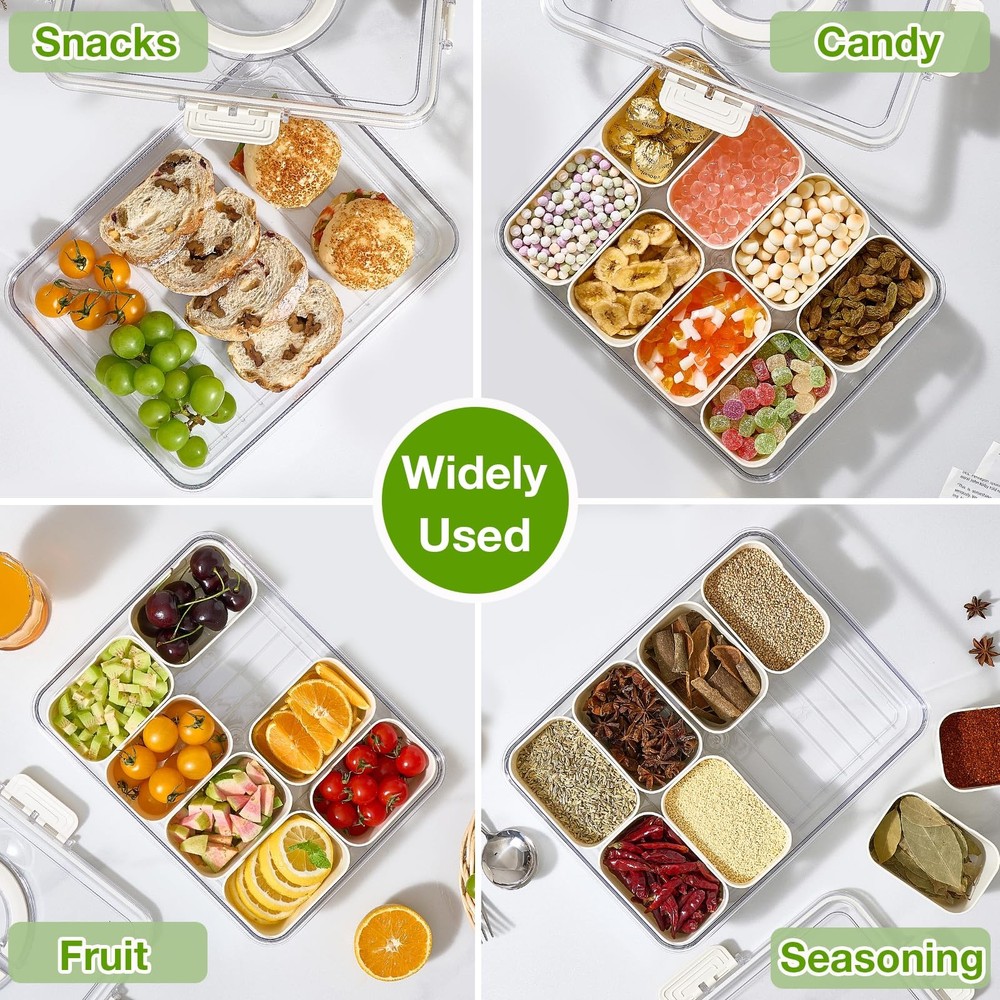 Snackle Box Container set 2 Pack Divided Serving Tray for Food