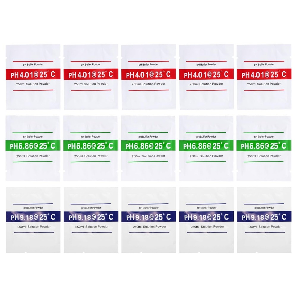 15 Pack pH Meter Buffer Solution Powder pH 6.86, 4.01, 9.18 for Precise Calib...