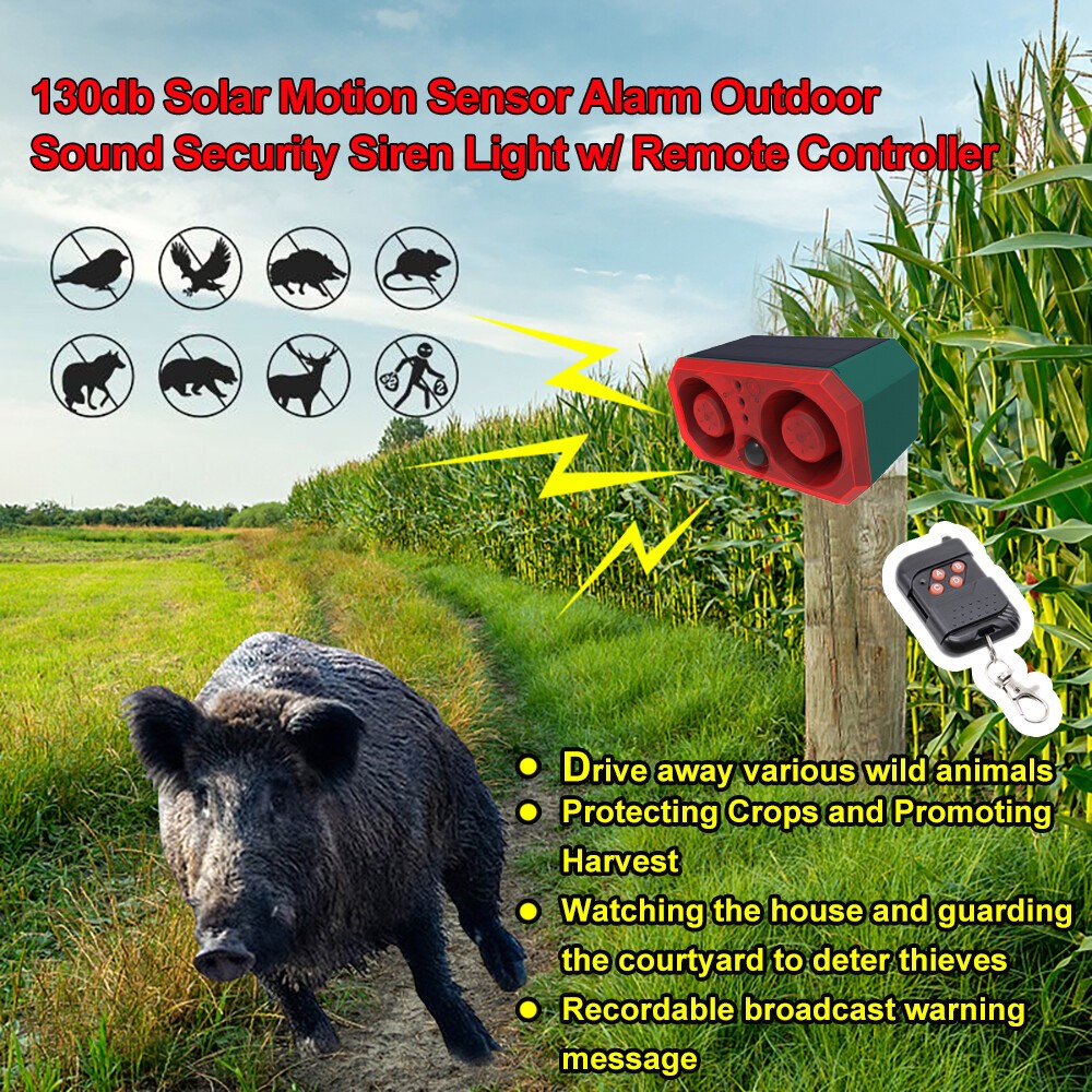 Solar Warning Light 130db with Motion Sensor and Remote