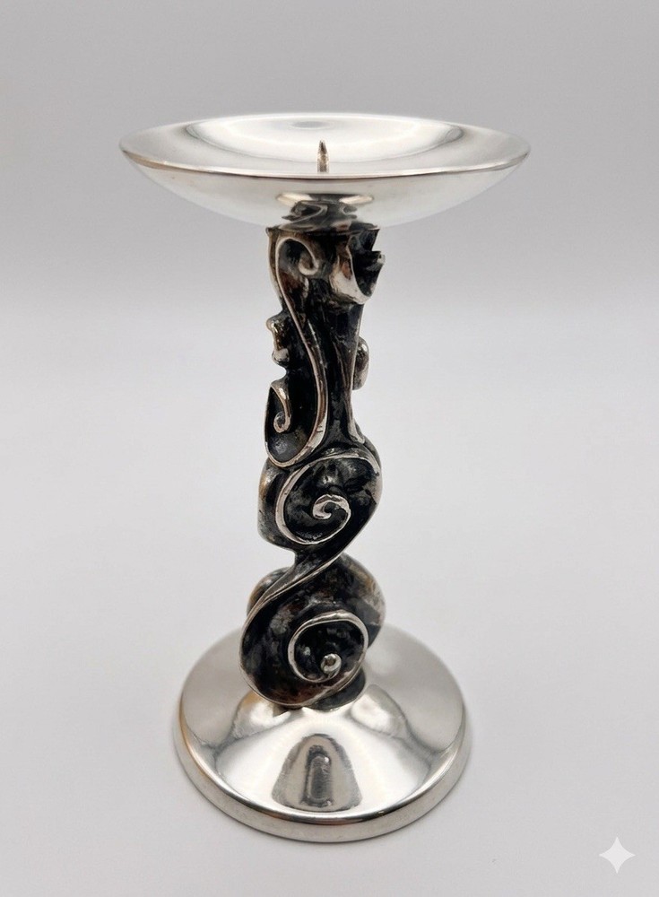 Jean Boggio for Roux-Marquiand "Jardin des Sens" Silver Plate Candlestick