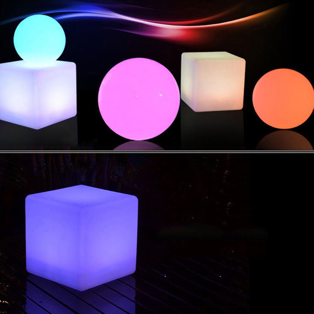 30cm Adjustable Brightness Cube LED Color Square Stool W/Infrared Remote Control