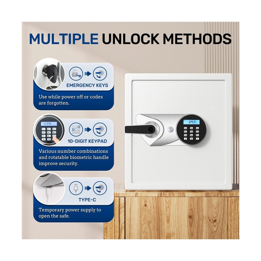 BlackSmith Home Safe Box 1.5 Cub Quick Access Biometric Safe with LCD Display...