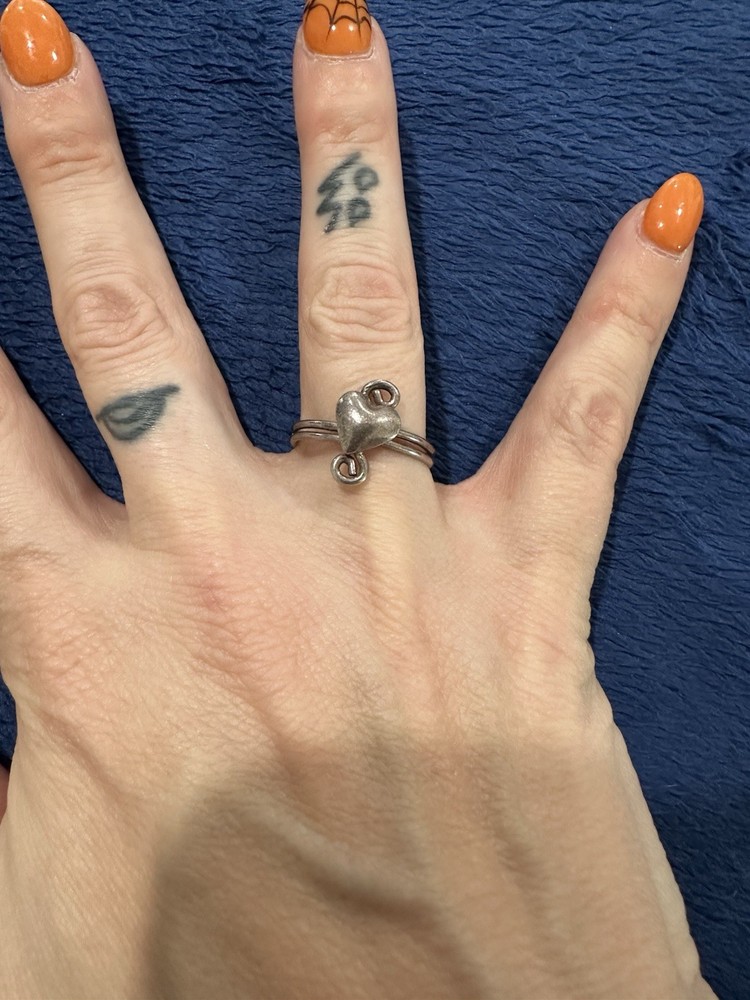 Sterling Silver 925 Handcrafted Heart Ring, Size 8.75