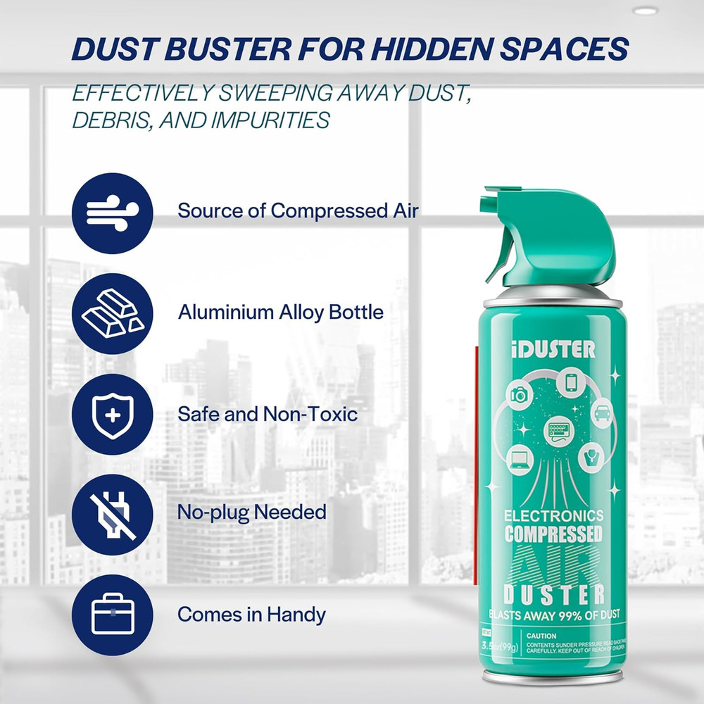 Compressed Canned Air Duster for Computer - Disposable Electronic Keyboard Clea