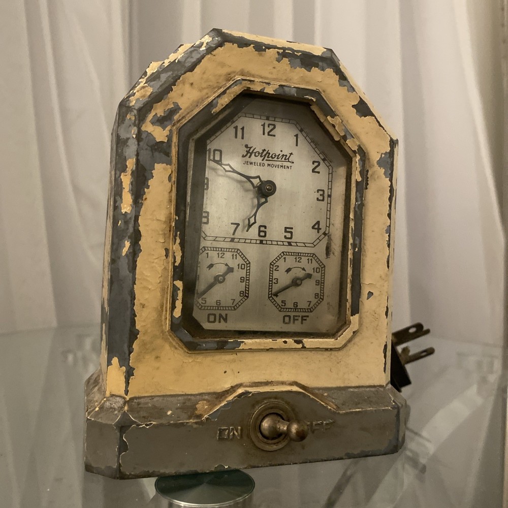 Antique 1920 HOTPOINT JEWELED AUTOMATIC RANGE TIMER WIND UP LUX CLOCK Read