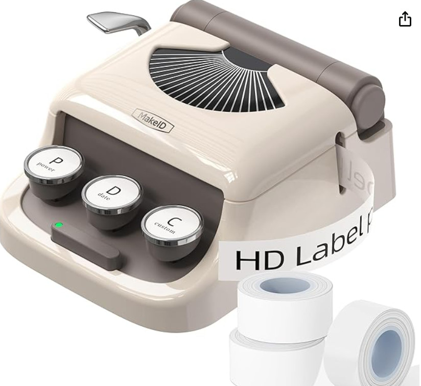 Makeid Q1 Label Maker Machine with Tape - Portable Bluetooth Label Makers